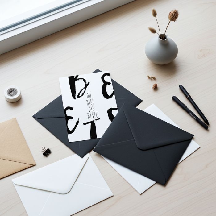 Grusskarte mit Briefumschlag - Du bist die Beste - Ein kleiner Gruss für deine beste Freundin