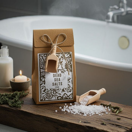 Agnes & Cat Badesalz Totes Meer 500 g – naturreines Badesalz mit Holzlöffel in Bad Ambiente