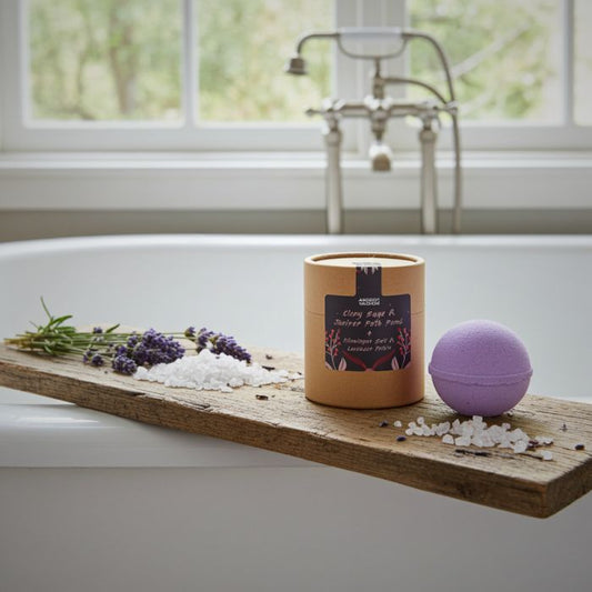 Aromatherapie Badeset – Bezaubernder Herzhimmel Lavendel mit Badebombe & Himalaya-Salz - Ambiente Stmmung