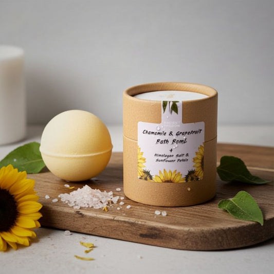 Aromatherapie Badeset – Sonnenblumen-Gelassenheit mit Badebombe & Himalaya-Salz - Ambiente Stmmung