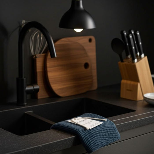 Aspegren Denmark Küchentuch Gestrickt Indigo aus 100% Bio-Baumwolle, langlebig und plastikfrei