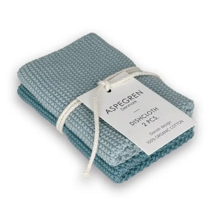 Gestrickte Spültücher Aqua im 2er-Set von Aspegren Denmark