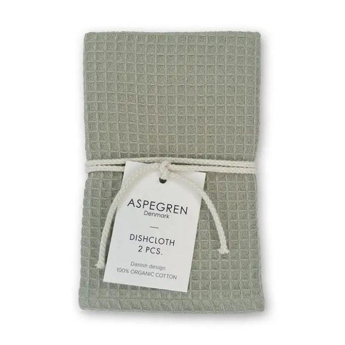 Aspegren Spültücher Nord Grüner Tee 2er-Set Bio-Baumwolle Waffel-Design