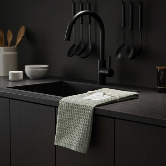 Aspegren Denmark - Spültücher Nord Grüner Tee Waffelstruktur plastikfrei und nachhaltig in Küchenszene