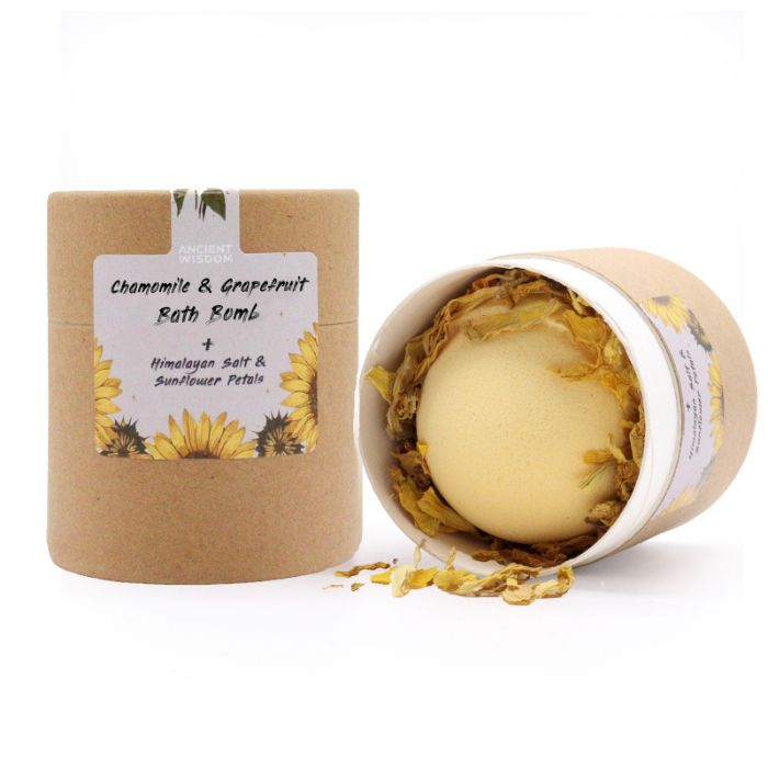 Aromatherapie Badeset – Sonnenblumen-Gelassenheit mit Badebombe & Himalaya-Salz