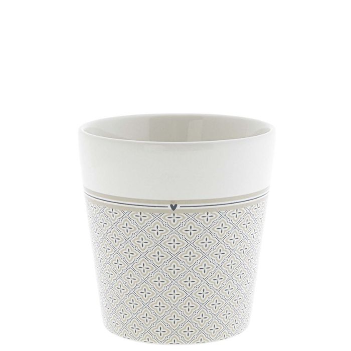 Bastion Collections Becher Little Mosaic in Weiss mit schwarzem Mosaik-Muster – Vorderansicht