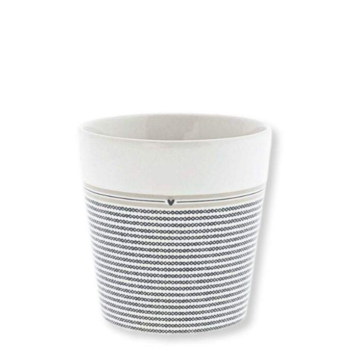 Becher - Weiss mit „Stripes little Heart“ in Schwarz, 210 ml