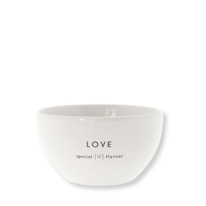 Bastion Collections Keramik Schüssel Weiss mit „Love Special Flavour“ – Vorderansicht