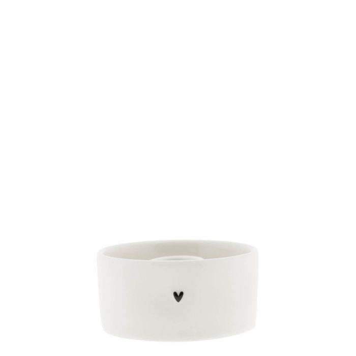 Bastion Collections Kerzenhalter Round Weiss mit Herz – Vorderansicht