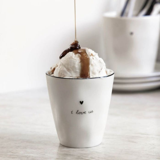 Bastion Collections Becher Weiss I Love Us dekorativ auf Tisch
