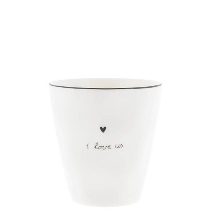 Bastion Collections Becher Weiss mit Schriftzug I Love Us – Vorderansicht