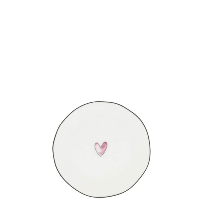 Bastion Collections Beistellteller Weiss mit rosa Herz - Vorderansicht