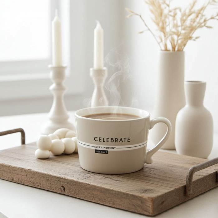 Bastion Collections Tasse Celebrate every moment - Ambiente Stimmung mit Vasen und Kerzen