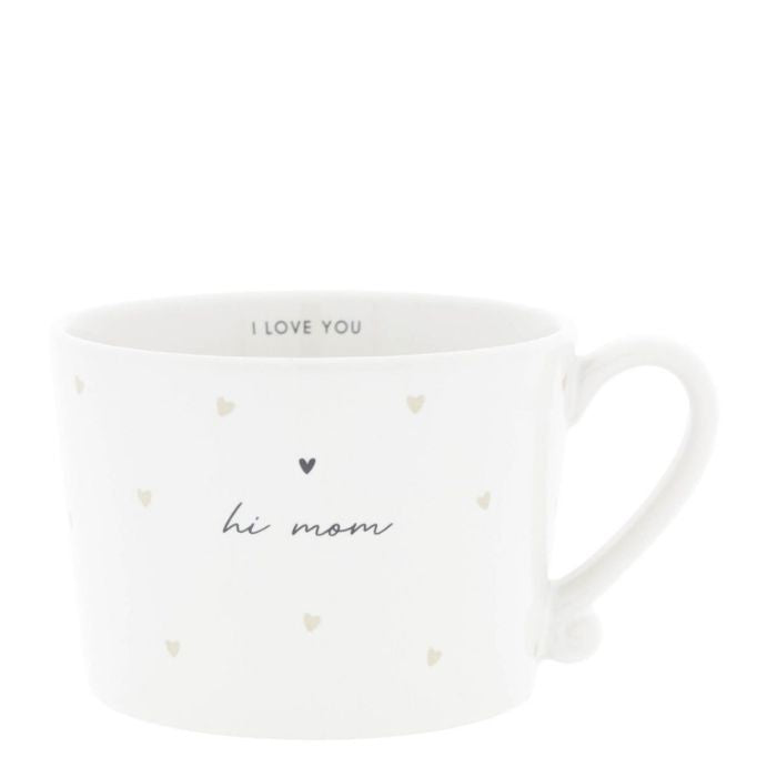 Bastion Collections Tasse Weiss mit „Hi Mom“ – Vorderansicht