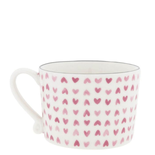 Detailansicht der Bastion Collections Tasse Weiss mit rosa Herzen