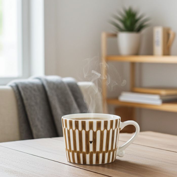 Bastion Collections kleine Tasse Weiss „Stack the Stripes“ dekorativ mit Kaffee und Ambiente