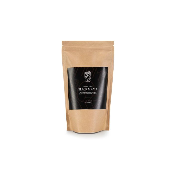 Verpackung von Black M’AMA Espresso mit elegantem Etikett