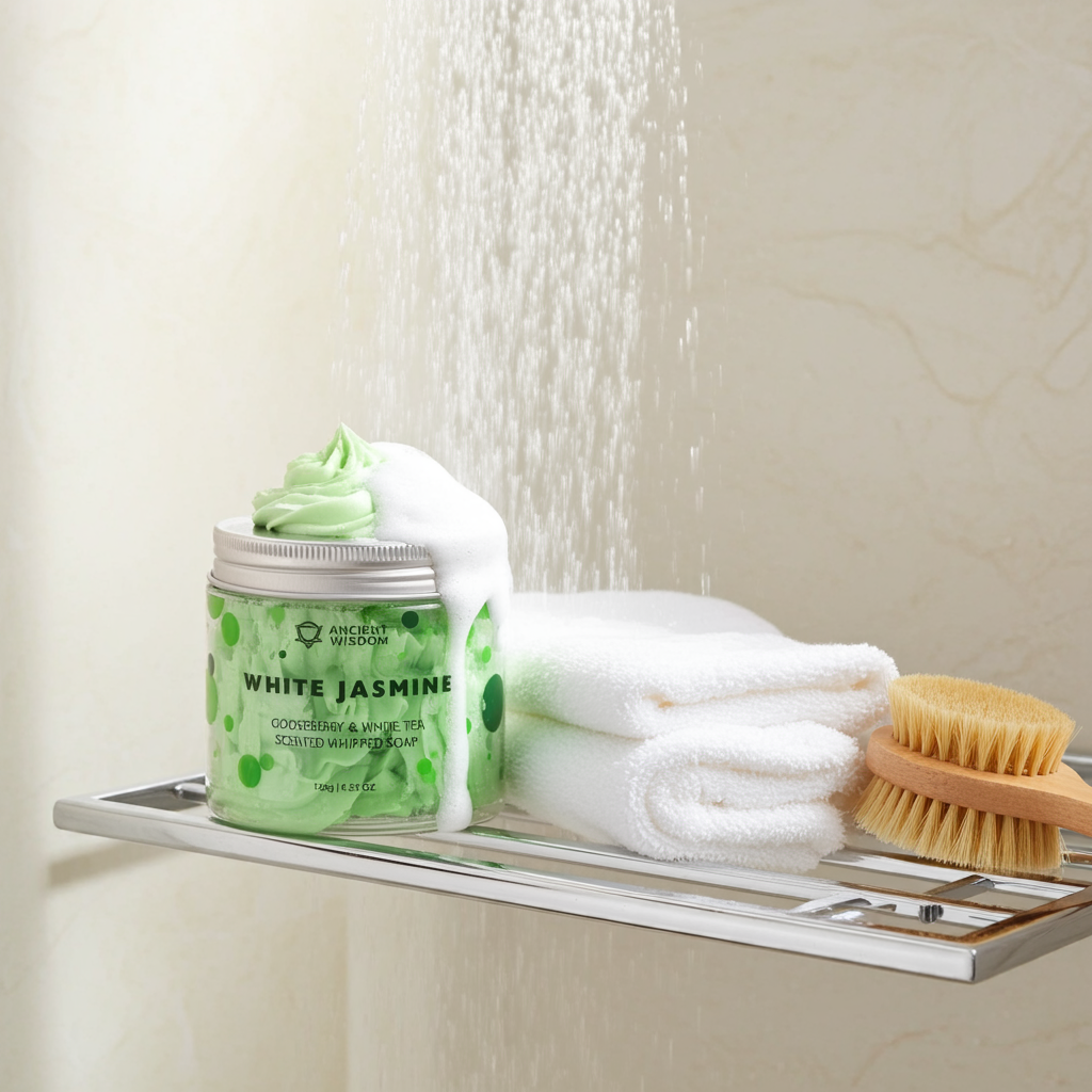 Fruchtig-frische Duschseife mit weissem Tee – vegan & handgemacht - In Badezimmer Ambiente