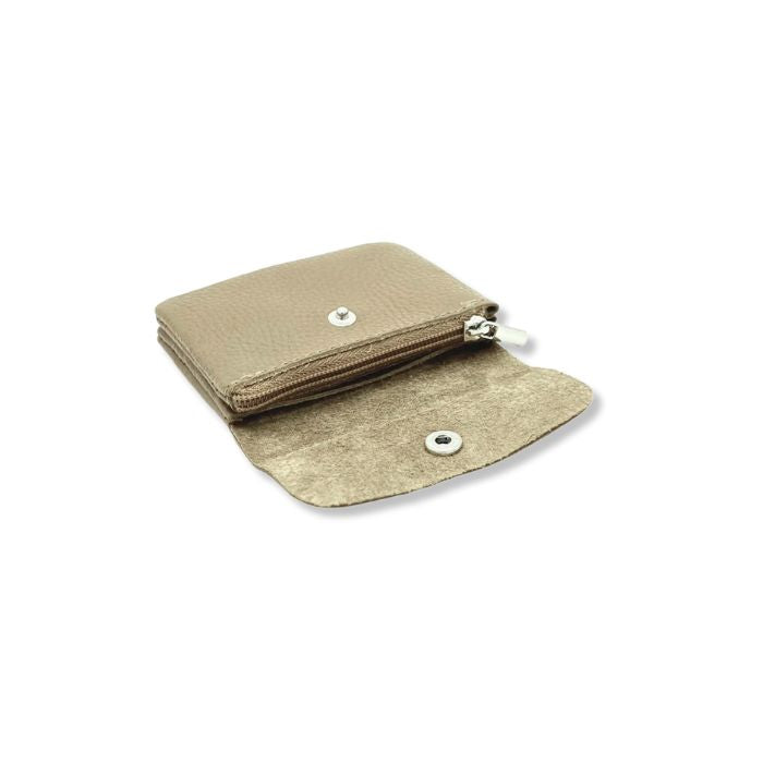 Kleine Leder-Geldbörse aus Italien in Beige – Innenansicht (Farbabweichung möglich)