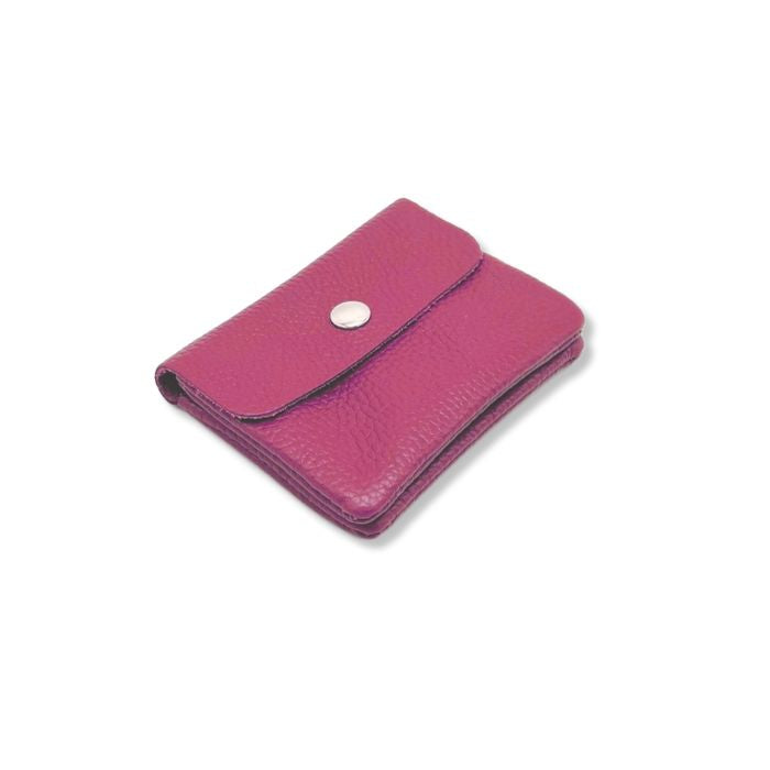 Kleine Leder-Geldbörse aus Italien in Fuchsia – Seitenansicht