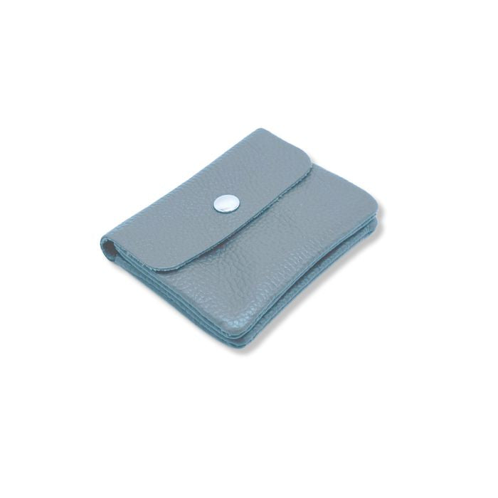 Kleine Leder-Geldbörse aus Italien in hellem Blau – Seitenansicht