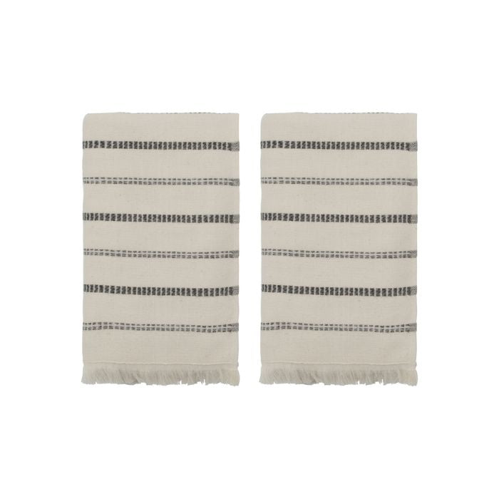 Meraki Handtuch-Set MKTrue mit schwarzen und beigen Streifen im Hammam-Stil, 2 Stück, 100 x 50 cm