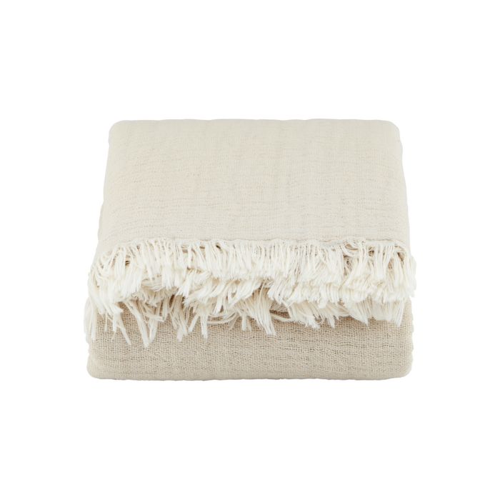 Gefaltete Baumwoll-Decke Alice in Beige von House Doctor
