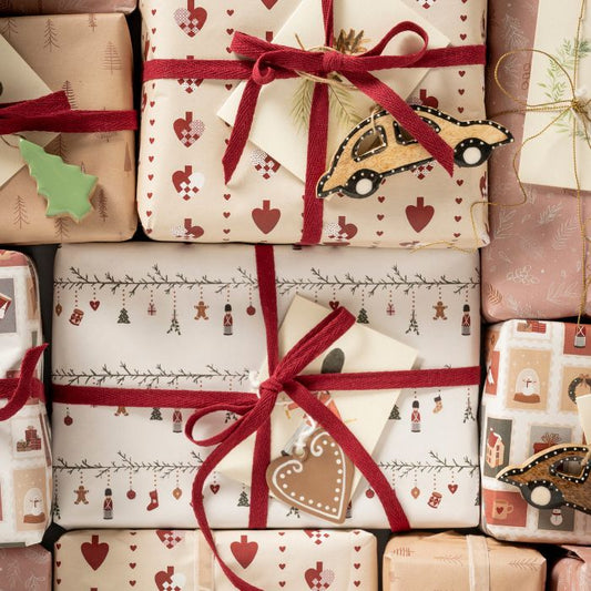 IB Laursen Fischgräten-Baumwollband Bordeaux