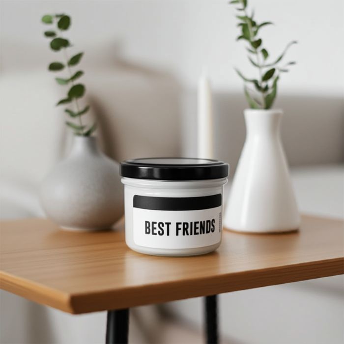 Sojawachs Statement Kerze im Glas – Best Friends in Ambiente Stimmung