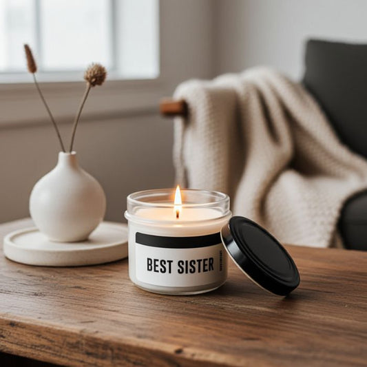 Statement Kerze im Glas – Best Sister in Ambiente Stimmung