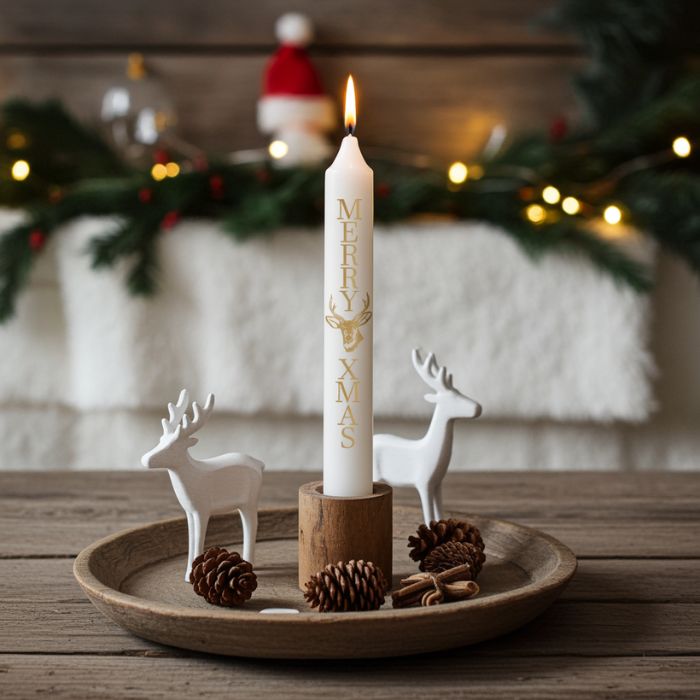 Stabkerze Merry XMAS mit Hirschmotiv - festlich Geschenkidee von Mekea