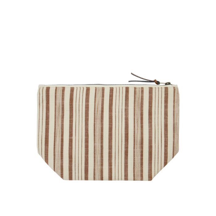 Meraki - Kulturtasche Terracotta mit gewebtem Streifenmuster in warmen Farben