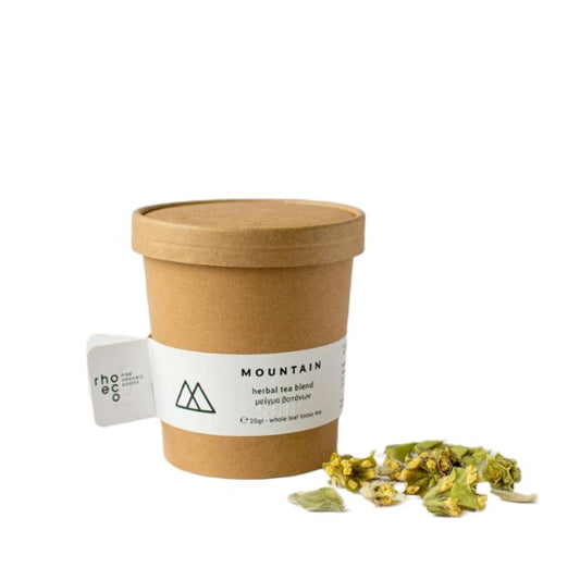Atmosphärebild mit rhoeco Kräutertee Mountain für bewussten Genuss