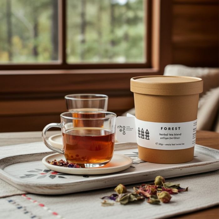 Atmosphärebild mit rhoeco Kräutertees Forest für nachhaltigen Genuss