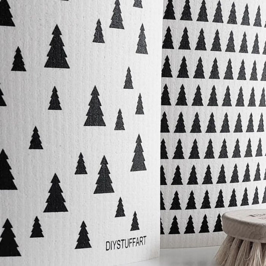 Schwammtücher mit kleinen Weihnachtsbäumen – Nachhaltige Küchentücher für die Festtage