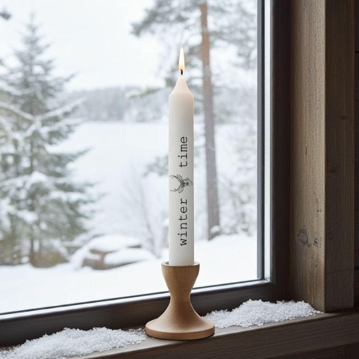 Stabkerze Winter Time Hirschkopf Weiss 21 cm handveredelt - Winterliches Ambiente