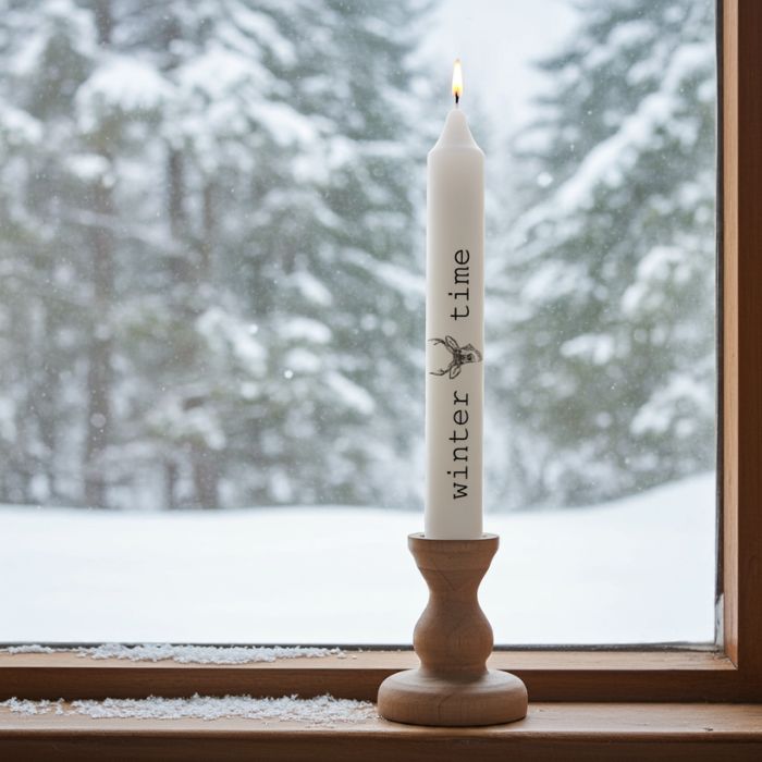 Stabkerze Winter Time Hirschkopf Weiss 21 cm handveredelt - Winterliches Ambiente