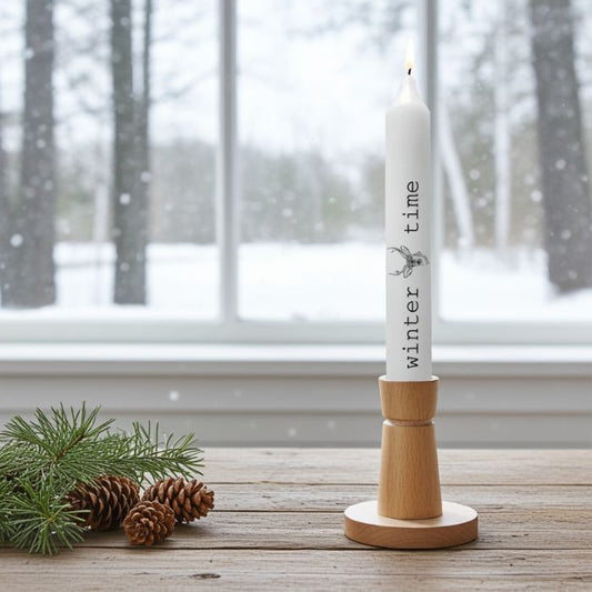 Stabkerze Winter Time Hirschkopf Weiss 21 cm handveredelt - Winterliches Ambiente