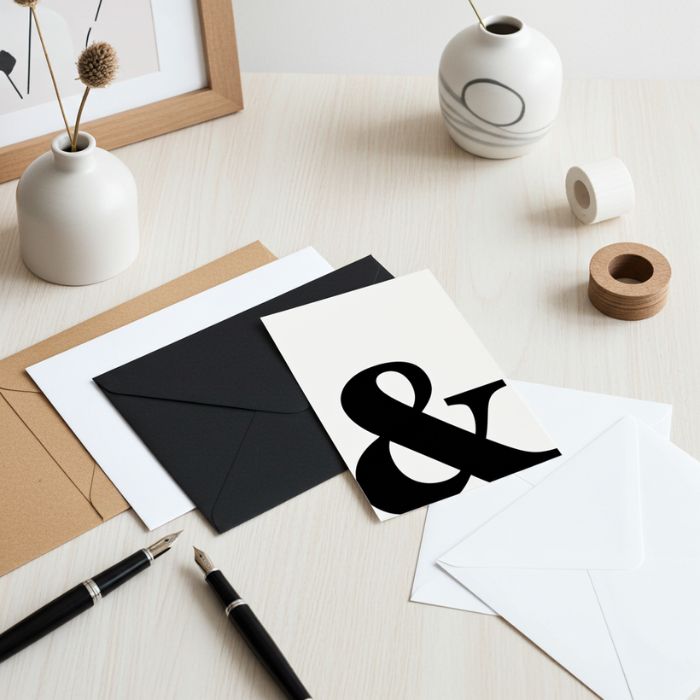 Grusskarte mit Briefumschlag Ampersand - Minimalistische Grusskarte mit dem "Und" Zeichen Ampersand