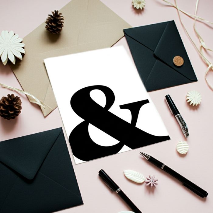 Grusskarte mit Briefumschlag Ampersand - Minimalistische Grusskarte mit dem "Und" Zeichen Ampersand
