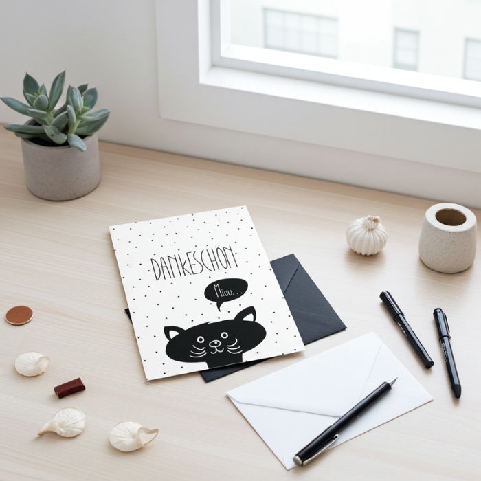 Grusskarte Miau – Dankeschön für Katzenfreunde - Einfach mal Danke sagen