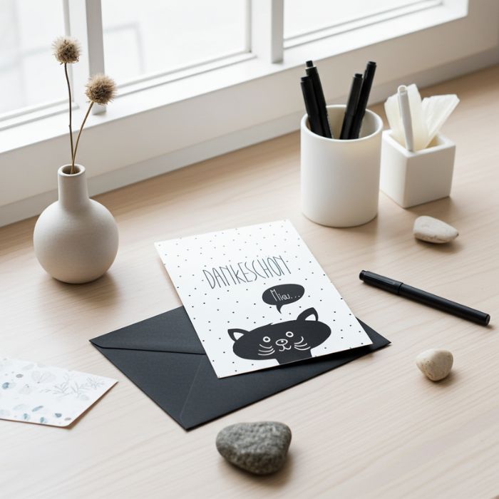 Grusskarte Miau – Dankeschön für Katzenfreunde - Einfach mal Danke sagen
