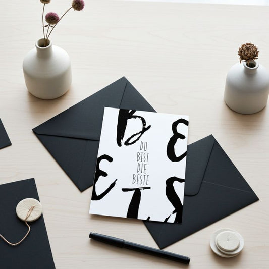 Grusskarte mit Briefumschlag - Du bist die Beste - Ein kleiner Gruss für deine beste Freundin