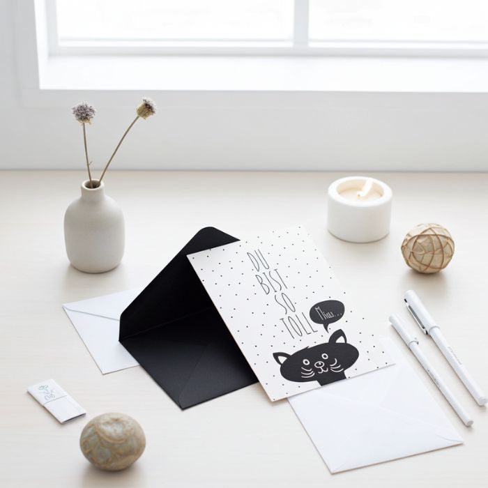 Grusskarte mit Briefumschlag – Du bist so toll Miau, als Geschenk für einen lieben Menschen zum aufmuntern.