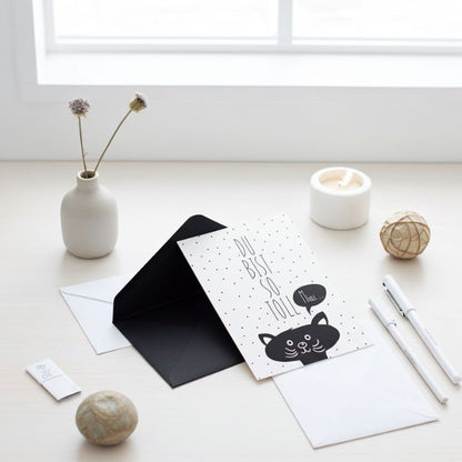 Grusskarte mit Briefumschlag – Du bist so toll Miau, als Geschenk für einen lieben Menschen zum aufmuntern.