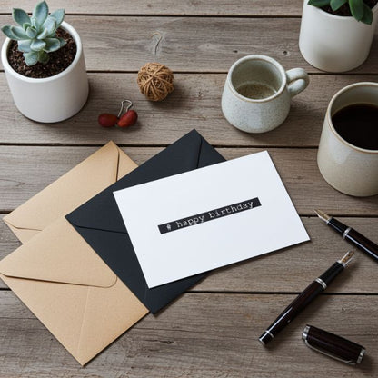 Grusskarte mit Briefumschlag - #Happy-Birthday - Kleiner minimalistischer Gruss zum Geburtstag