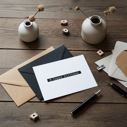 Grusskarte mit Briefumschlag - #Happy-Birthday - Kleiner minimalistischer Gruss zum Geburtstag