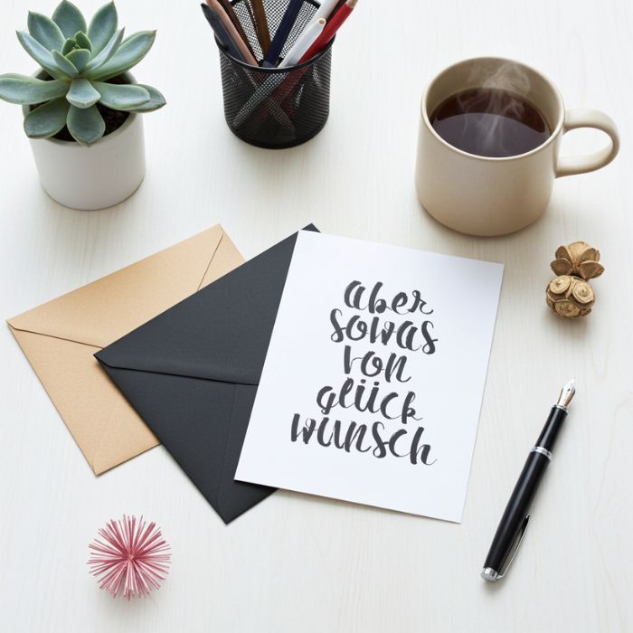 Grusskarte mit Briefumschlag - Aber sowas von Glückwunsch als kleiner Gruss zum Geschenk bei Geburt, oder zum Geburtstag.
