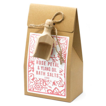 Agnes & Cat Badesalz Ylang & Rose Himalaya – 500g Geschenkbox mit Holzlöffel