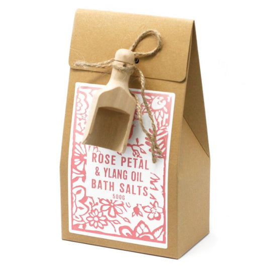 Agnes & Cat Badesalz Ylang & Rose Himalaya – 500g Geschenkbox mit Holzlöffel